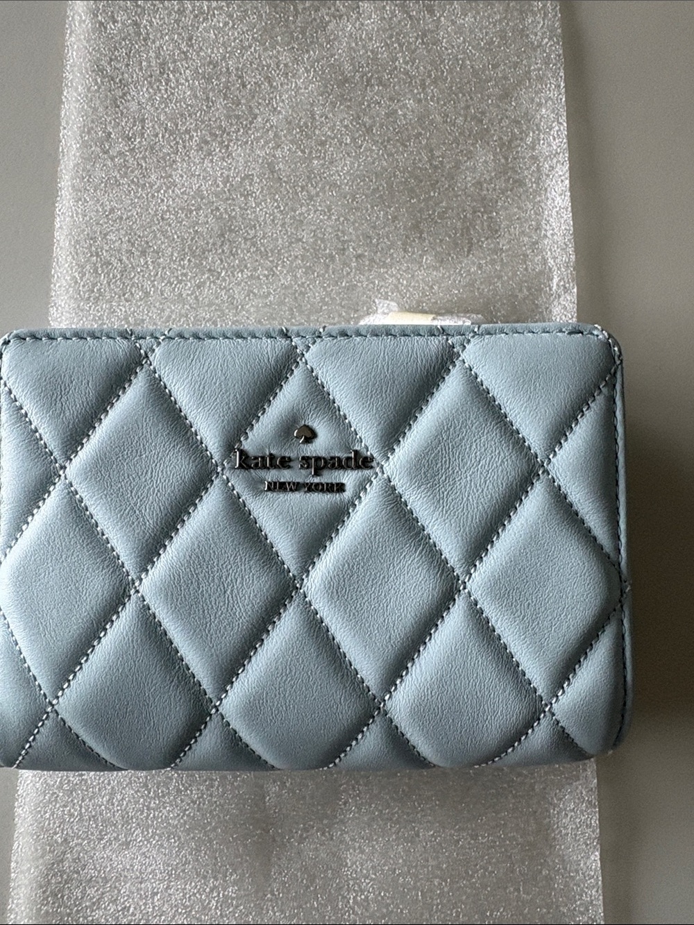Kate Spade Quilted Medium Bifold Wallet - Crisp Sky Color NWT
